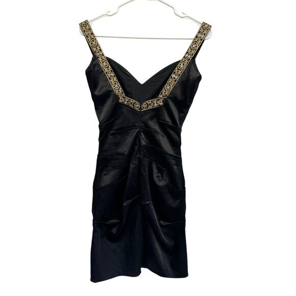 Nicole Miller Collection Women Dress Corset Style V Neck Embroidered Witchygoth - Picture 9 of 12